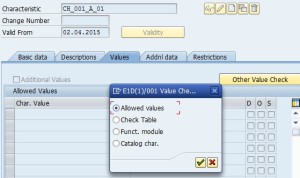 Characteristic values restriction options