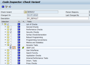 ABAP Unit test - Code inspector settings